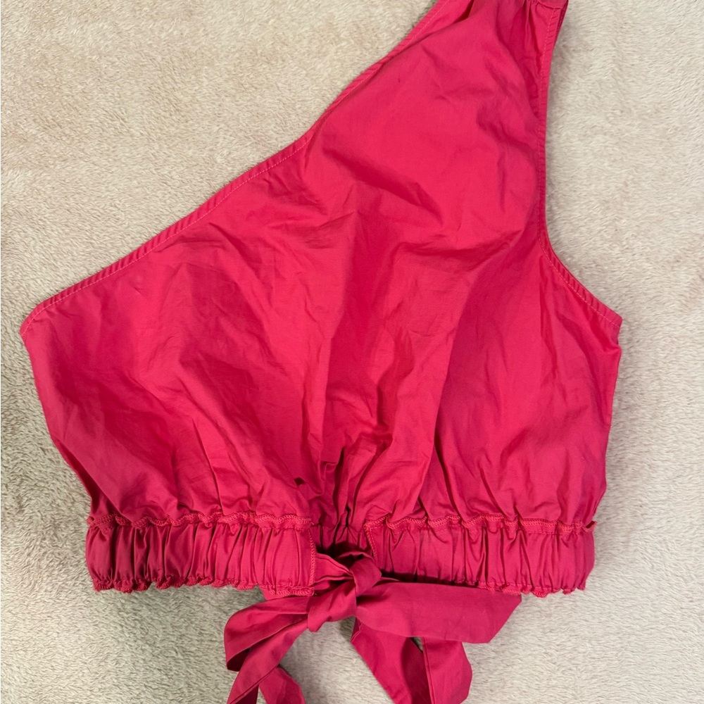 Asymmetrical Pink Crop Top